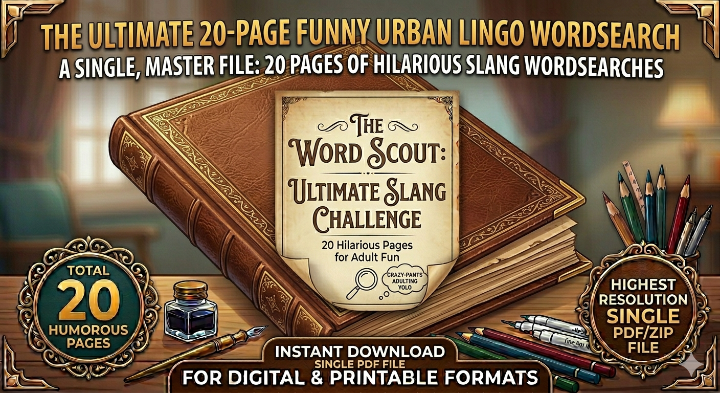 Funny Slang Word Search Bundle - 20 Unique Challenges for Parties & Travel | Modern Internet Slang Printable PDF | Unlimited Digital Download